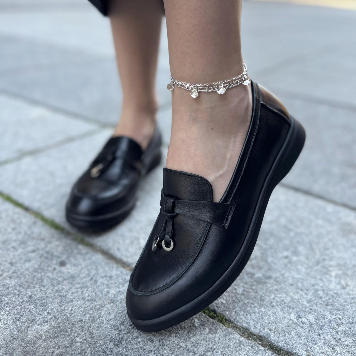 Лоферы женские черные кожаные, фото 1