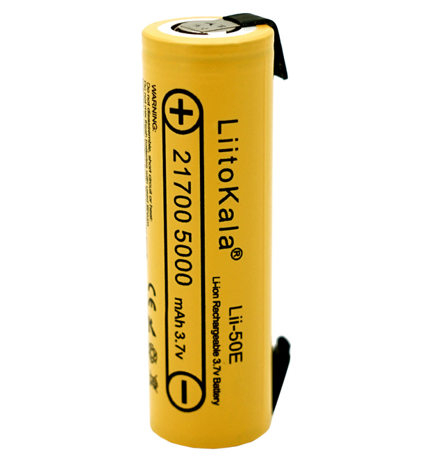 Акумулятор Liitokala 21700 Lii-50Е 3.7 V 5000 mAh з виведеннями під паяння (Жовтий), фото 1
