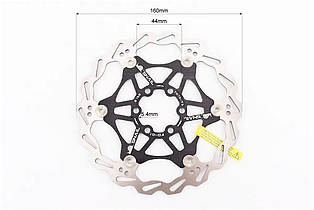 Гальмівний диск 160мм, кріпл. 6 болтів, на алюмінієвому павуку, чорний FD-01