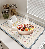 Килимок для сушіння посуду, що протиковзає 30×40 см сірий. Тканинна сушарка для посуду вологопоглинаюча, фото 8