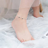 Срібний браслет на ногу з двох ланцюжків, анклет із монетками 21 + 4 см — срібло 925 проби EGYPT SILVER