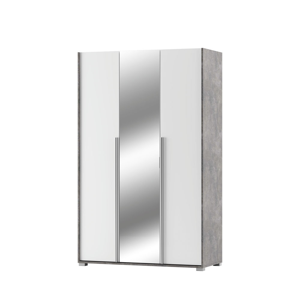 Шафа Алекса 3д (120) із дзеркалом Сірий Індастріал / Білий Світ Меблів, фото 1