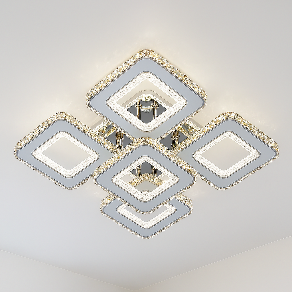 Люстра кристал з пультом F+Light 212W до 20 м² колір FP-23505-4+1H-S, фото 1