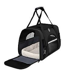 Сумка-переноска для домашніх тварин (кішок, собак, кроликів) з плюшевим вкладишем Чорний ( код: IBA020B1 )