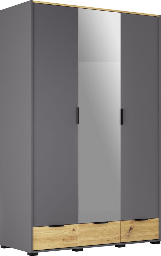 Шафа Каміла 3д 143 із дзеркалом Дуб Артизан / Графіт Світ Меблів, фото 1