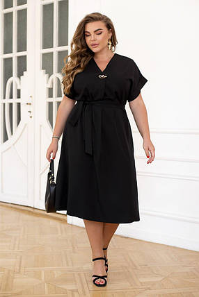 Сукня " Жузеліна " чорна великого розміру Розміри: 50-52, 54-56, 58-60, 62-64, 66-68, фото 1