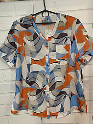 Стильна жіноча яскрава модна сорочка LIDA принт абстракція на ґудзиках