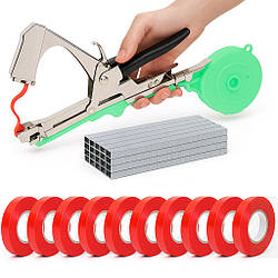 Степлер для підв'язки Tapetool + Подарунок 10000шт Скоби для степлера + 10шт Стрічка для підв'язки / Садовий тапенер