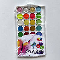 Акварель ГАММА UA Творчість 32 кольори 24класичних відтінка 4перламутр 4флуоресцент 400126 медова