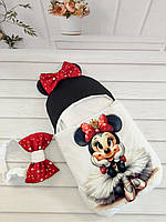 Теплий спальник для новонароджених дівчаток, принт Minni балерина, білий з чорним