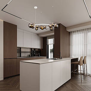 Біла люстра 80см з куль на 15 ламп "Bubbles" (918-LP267-15 WH+BK), фото 2