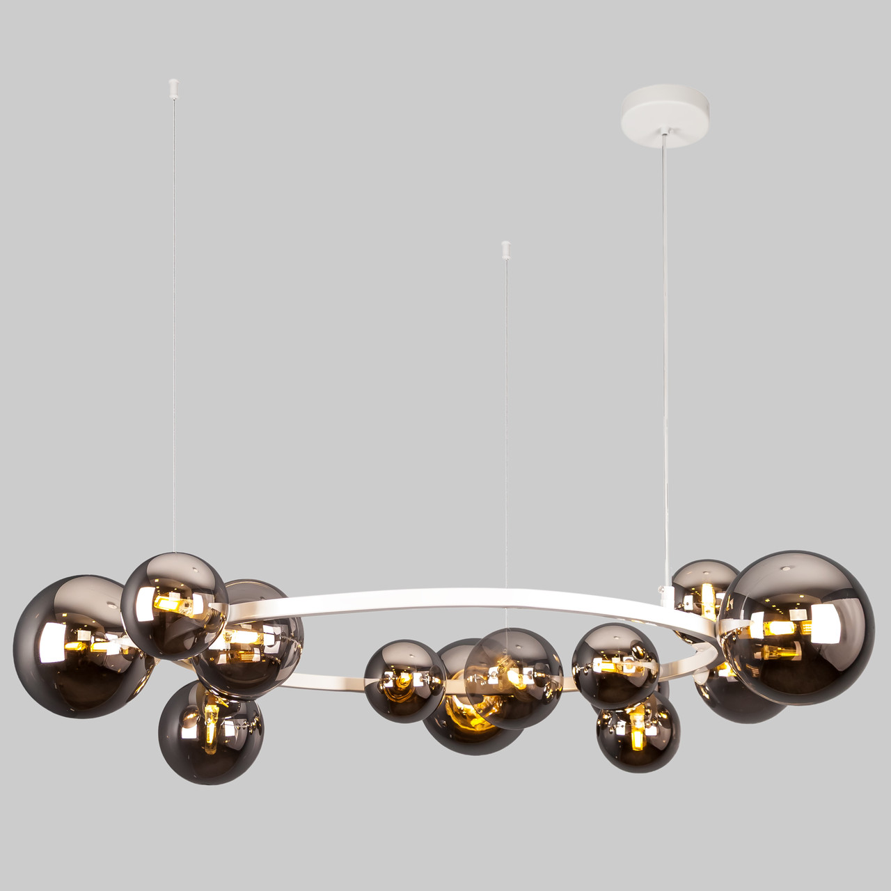 Біла люстра 80см з куль на 15 ламп "Bubbles" (918-LP267-15 WH+BK)