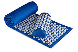 Аплікатор Кузнєцова Набір серія Eko-Max Синій (Килимок 40х167 см + Валик 36х15х8 см+ Чохол) – Масажний комплект для релаксації
