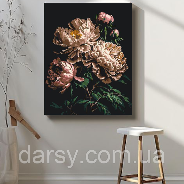 Картина за номерами Білі півонії. Квіти 40*50 см Орігамі LW 2003, фото 1