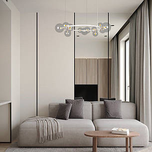 Біла люстра 80см з куль на 15 ламп "Bubbles" (918-LP267-15 WH+CL), фото 2