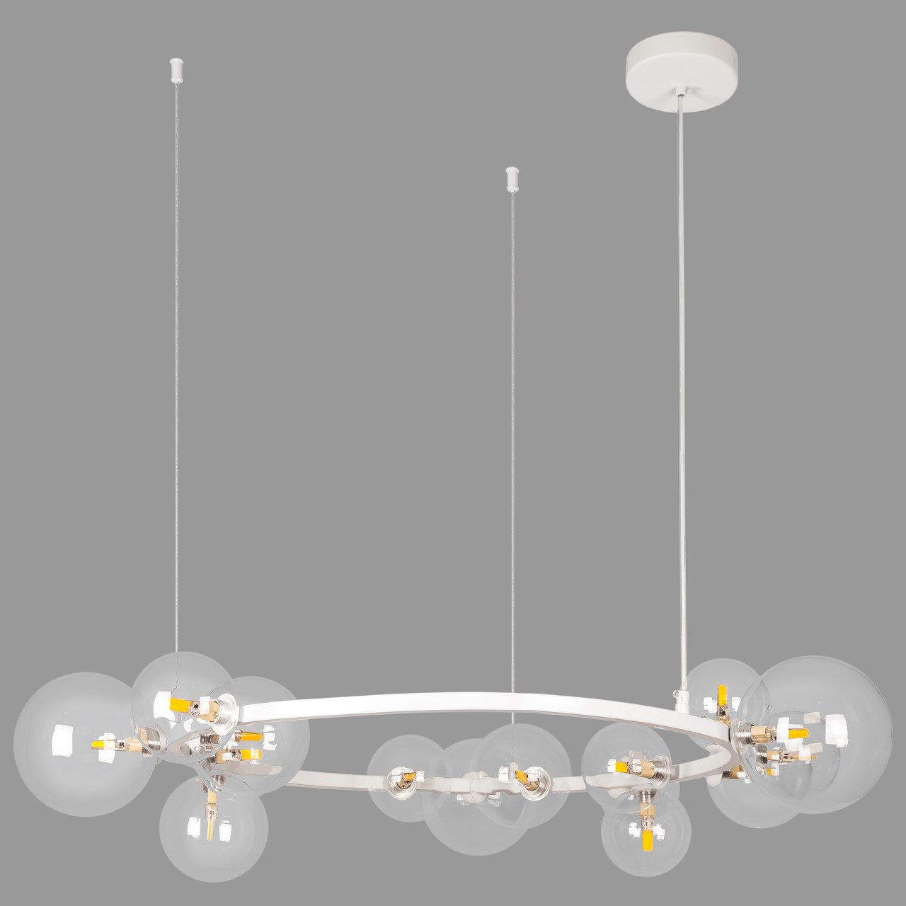 Біла люстра 80см з куль на 15 ламп "Bubbles" (918-LP267-15 WH+CL)