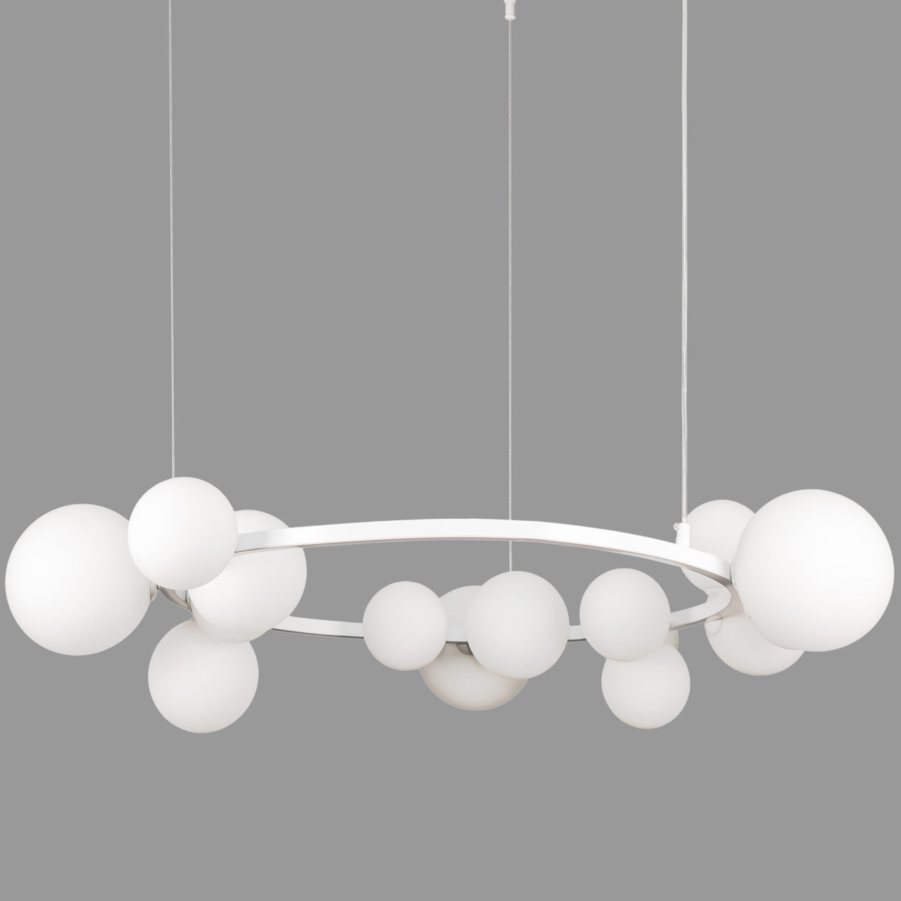 Біла люстра 80см з куль на 15 ламп "Bubbles" (918-LP267-15 WH+WH)