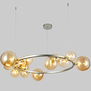 Сіра люстра 80см з куль на 15 ламп "Bubbles" (918-LP267-15 SGCH+BR), фото 1