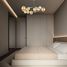 Сіра люстра 80см з куль на 15 ламп "Bubbles" (918-LP267-15 SGCH+BR), фото 3