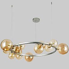 Сіра люстра 80см з куль на 15 ламп "Bubbles" (918-LP267-15 SGCH+BR), фото 4