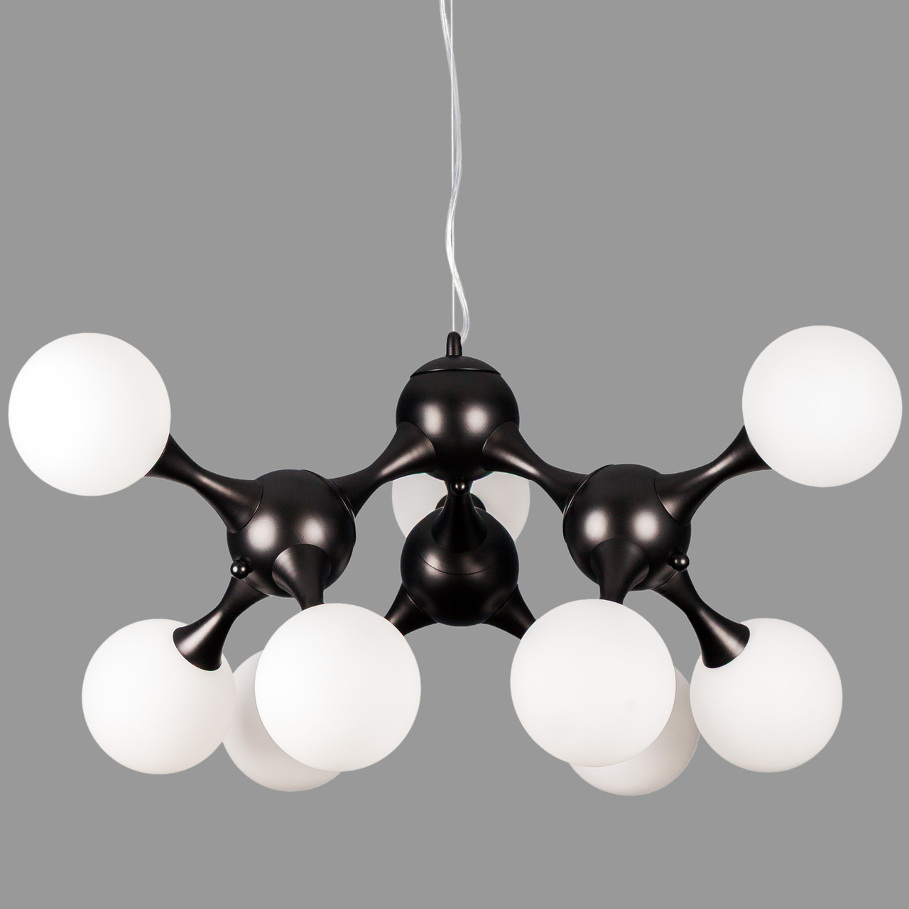 Підвісна люстра чорна "Молекула" на 9 ламп (52-9816-9 BK+WH)