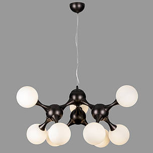 Підвісна люстра чорна "Молекула" на 9 ламп (52-9816-9 BK+WH), фото 2