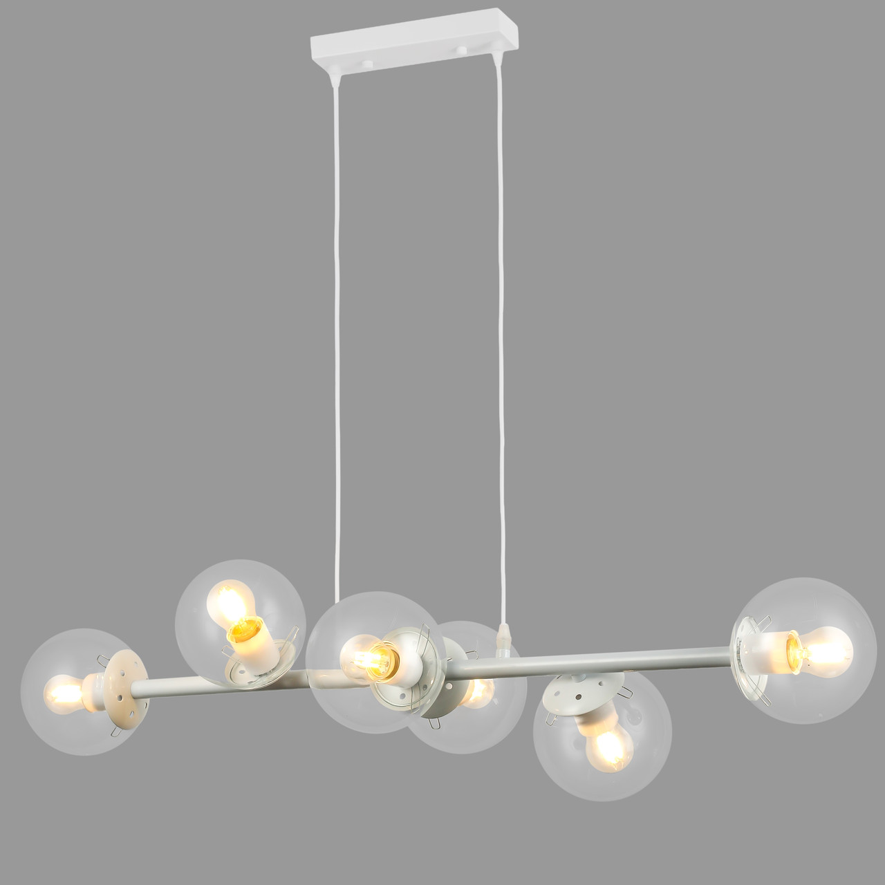 Біла підвісна люстра на 6 ламп (52-1010-6 WH+CL)