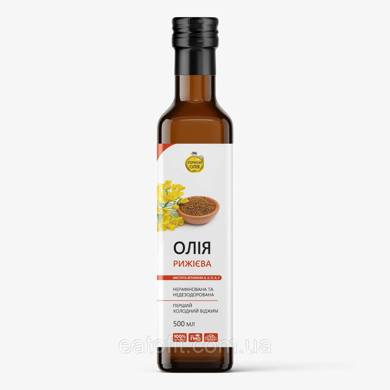 Олія Рижієва першого холодного віджиму, ТМ "Корисна олія" 500 мл, фото 1