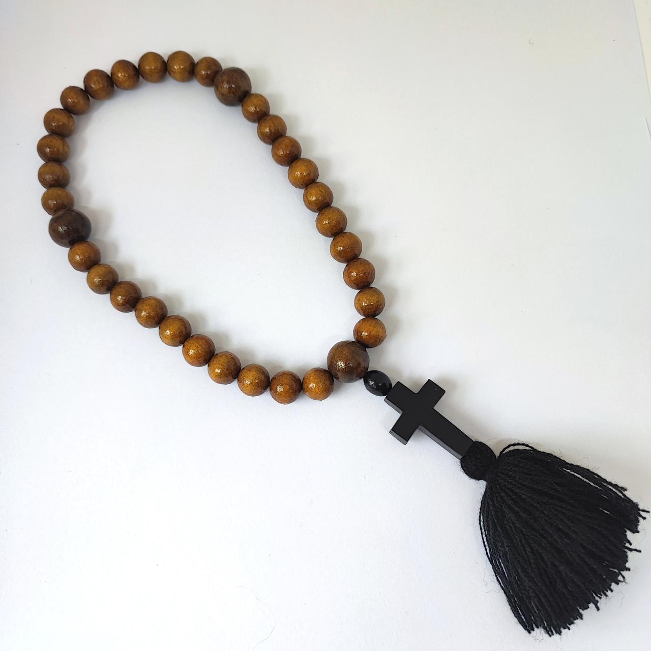 Ручна вервиця з дерева на 30 бусин (дрібні намистини), фото 1