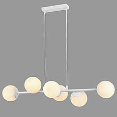 Біла підвісна люстра на 6 ламп (52-1010-6 WH+WH), фото 4