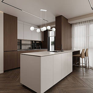 Біла підвісна люстра на 6 ламп (52-1010-6 WH+WH), фото 2