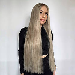 Система заміщення волосся блонд, перука натуральна на повній сітці з імітацією, світле русяве довге волосся