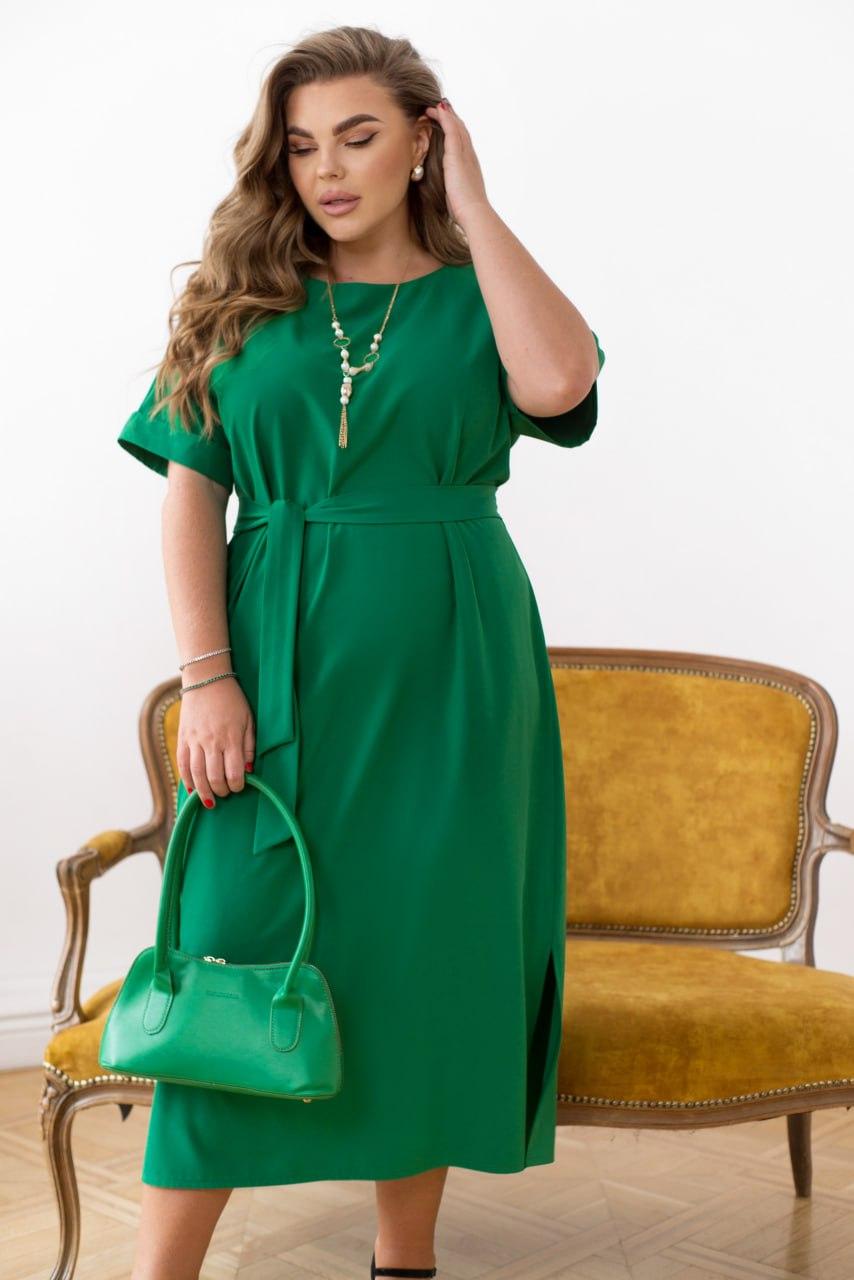 Сукня " Монако " зелений великого розміру Розміри: 46-48, 50-52, 54-56, 58-60, 62-64, 66-68