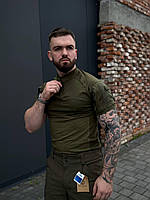 Тактический убакс олива с коротким рукавом, летний военный убакс олива зсу, боевая рубашка олива tc401