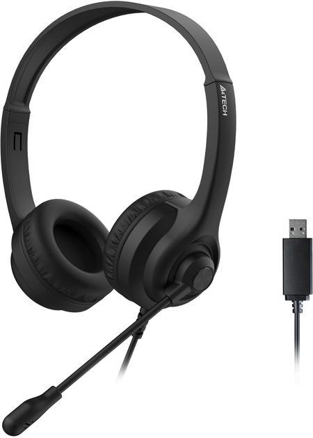 Навушники A4tech HU-8, поворотний мікрофон з шумоподавленням, Black, фото 1