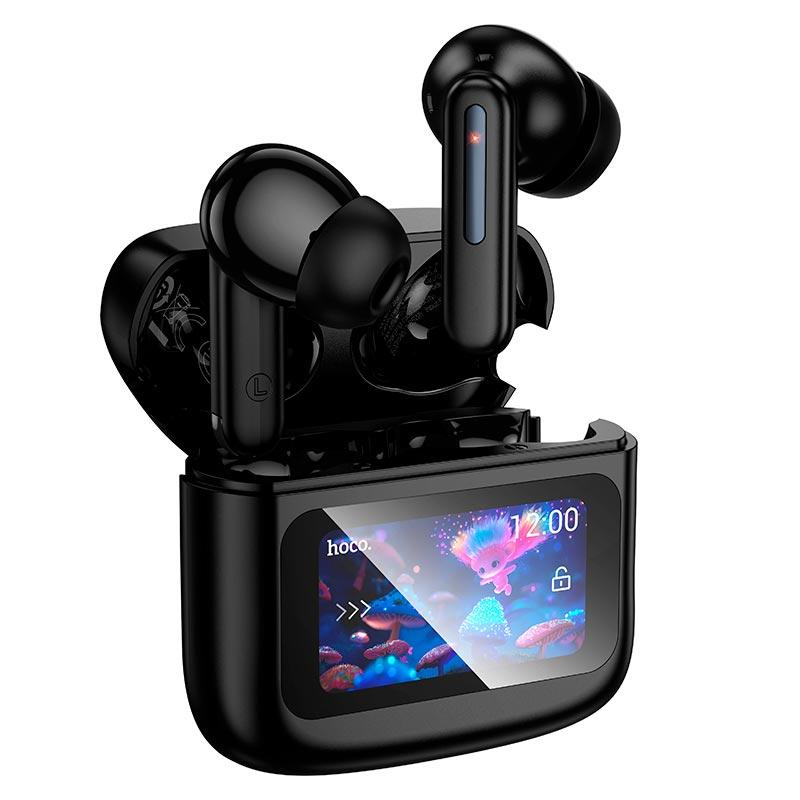 Навушники Hoco EQ14 Cool color true wireless BT headset with touch screen  |BT5.4, 40/500mAh, 7h| Black, фото 1