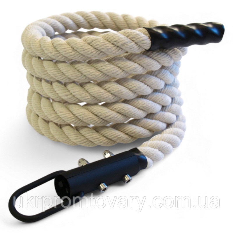 Канат для лазіння Sportmax 12 м, діаметр 45 мм бавовняний із кронштейном білий.