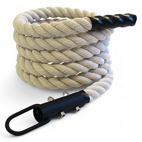 Канат для лазіння Sportmax 12 м, діаметр 45 мм бавовняний із кронштейном білий., фото 1