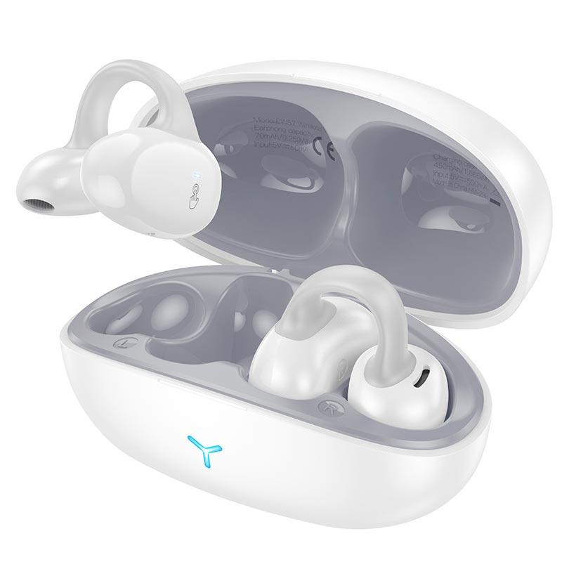 Навушники Hoco EW57 Auspicious clip-on true wireless BT headset  |BT5.3, 70/450mAh, 11h| White, фото 1