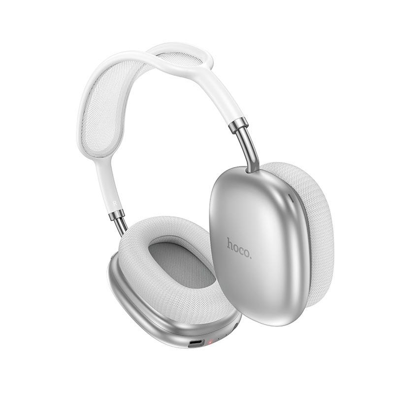 Навушники Hoco Happiness ANC noise reduction BT headphones W55 Plus |BT5.4, 65-90h, AUX/TF| Silver, фото 1