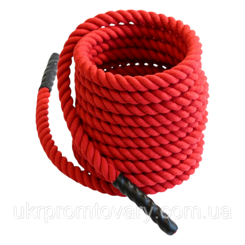 Канат для кросфіту Sportmax 20 м, діаметр 40 мм бавовняний червоний.