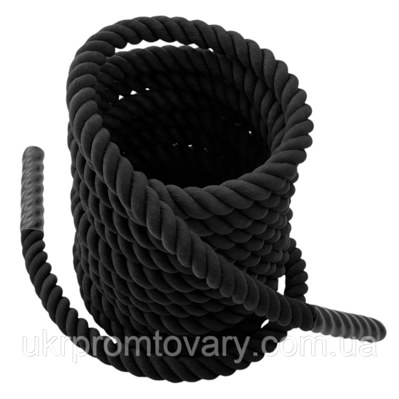 Канат для кросфіту Sportmax 12 м, діаметр 40 мм бавовняний чорний