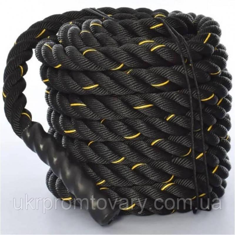 Бойовий канат Fitnessport FF32A1-15m, 15 м, чорно-жовтий.