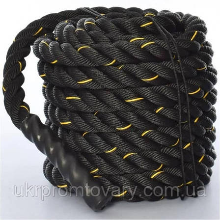 Бойовий канат Fitnessport FF32A1-15m, 15 м, чорно-жовтий., фото 1