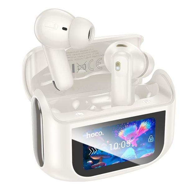 Навушники Hoco EQ21 Sandy true wireless ANC + ENC noise reduction touch screen BT headset White, фото 1