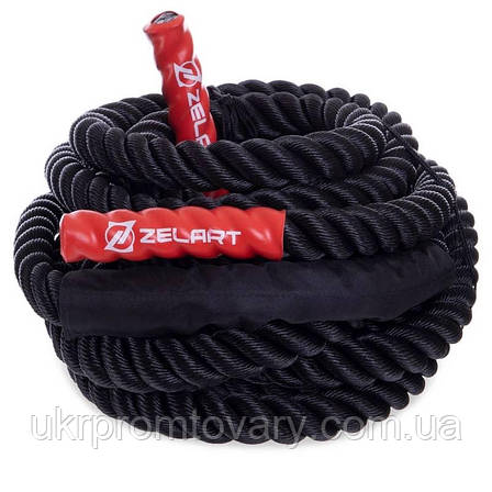 Канат для кросфіту Zelart Combat Battle Rope 15 м, чорний, фото 1