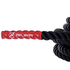 Канат для кросфіту Zelart Combat Battle Rope 15 м, чорний, фото 3