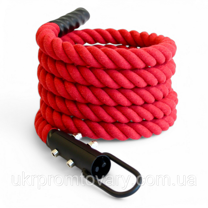 Канат для лазіння Sportmax 3 м, діаметр 50 мм бавовняний з кронштейном червоний.