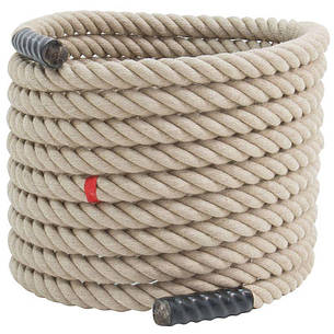 Канат для перетягування Sportmax 20 м, діаметр 40 мм бавовняний білий., фото 2