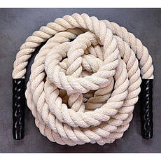 Канат для перетягування Sportmax 20 м, діаметр 40 мм бавовняний білий., фото 4